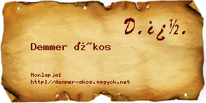 Demmer Ákos névjegykártya